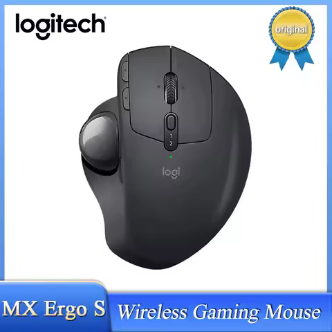Logitech MX Ergo S Wireless Trackball Mouse Adjustable Ergonomic Design Rechargeable Bluetooth Mouse
