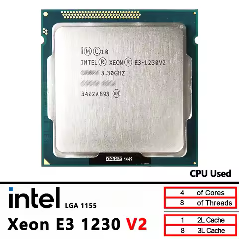 Intel Xeon E3 1230V2 Used E3 1230 V2 3.3 GHz 8M 69W CPU Processor LGA 1155