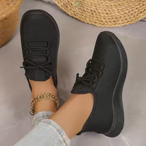 Black Casual Work Shoes Breathable Anti-slip Soft Bottom Old Beijing Cloth Shoes Women Mom Leisure S