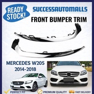 Trim Lip Bumper Depan Mercedes Benz W205 C180 C200 C300 C63 AMG 2014 2018 Chrome Front Lower Skirt