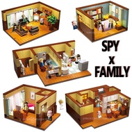 ของเล่นวิวถนนบล็อกตัวต่อสำหรับเป็นของขวัญสำหรับเด็ก MOC Anime Spy X Family Bedroom Architecture Arni