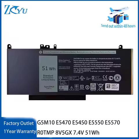 G5M10 Battery for Dell Latitude 3160 E5470 E5450 E5550 E5570 R0TMP 8V5GX 7.4V 51Wh