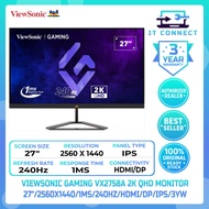 VIEWSONIC GAMING VX2758A-2K-PRO-3 QHD Gaming Monitor 27" 2560X1440 1MS 240HZ HDMI DP IPS Freesync