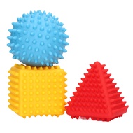3Pcs Sensory Balls Squared Round Triangular Developing Motor Skills Vision Development Safe Baby Bal