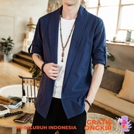 Ethnic Clothing Chinese Hanfu linen jacket spring and autumn long sleeve men's loose ancient style o