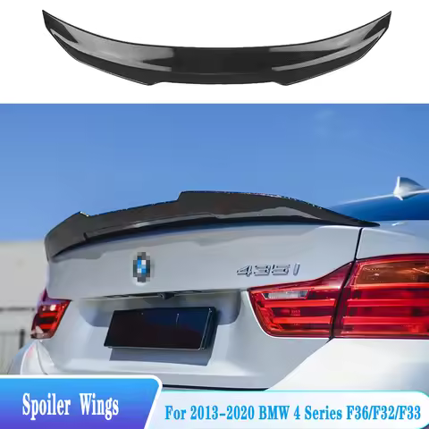 For 2014-2020 BMW 4 Series F32 F33 F36 Rear Trunk Lid Spoiler Wings PSM M4 MP Style ABS Plastic Blac