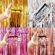 Cross-Border Bright Rain Silk Curtain Birthday Party Decoration Supplies Colorful Rain Silk Door Cur