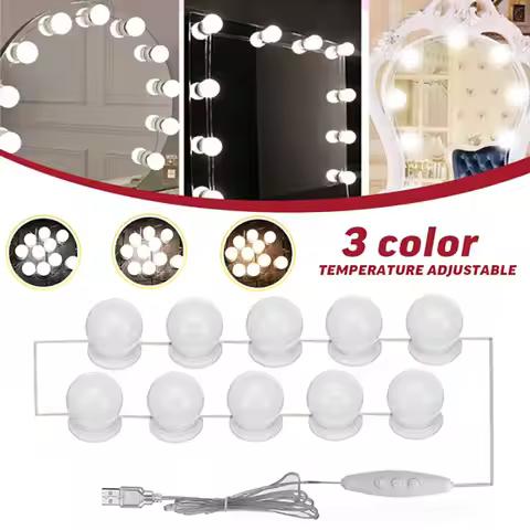 LED Make up Mirror Light Bulbs USB Hollywood Vanity Makeup Mirror Lights Bathroom Dressing Table Lig