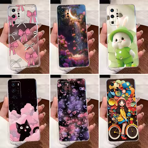 Case For Huawei P40 Pro ELS-NX9 ELS-N04 / P40 ANA-NX9 ANA-LX4 Luxury Cute Love Rabbit Funny Cover Cl