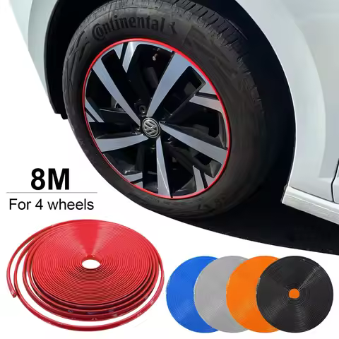 8M Car Wheel Hub Tire Sticker Strip Wheel Rim Tire Protection Care Covers Auto Accessories Parts For