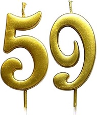 MAGJUCHE Gold 59th Birthday Numeral Candle, Number 59 Cake Topper Candles Party Decoration for Women