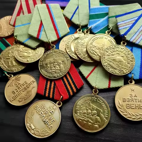 Copper Ribbon Medals for The Soviet Union's Defense of Stalingrad, Odessa, Liberation of Warsaw and 