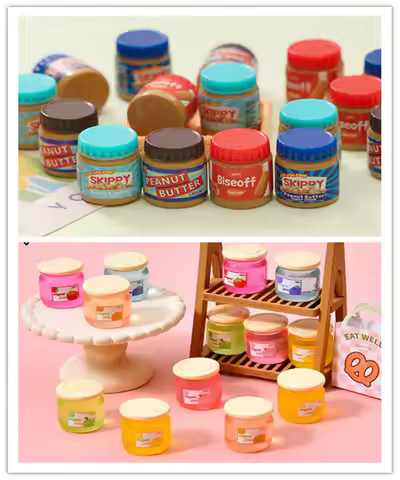 100pcs Kawaii Mini Dollhouse Kitchen Accessory DIY Resin Fruit jam Peanut Butter Craft Decoration Ch