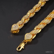 9mmIcedOutTwistedRopeChainNecklaceorBracelet,Pendant-Compatible,Golden/Silvery/RoseGold,7-9''Bracele