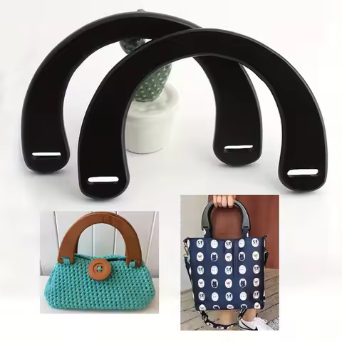 2PCS Black Thick Wood Arched Handle U-shaped Wooden Wallet Decorative Handle Replacement Suitable fo