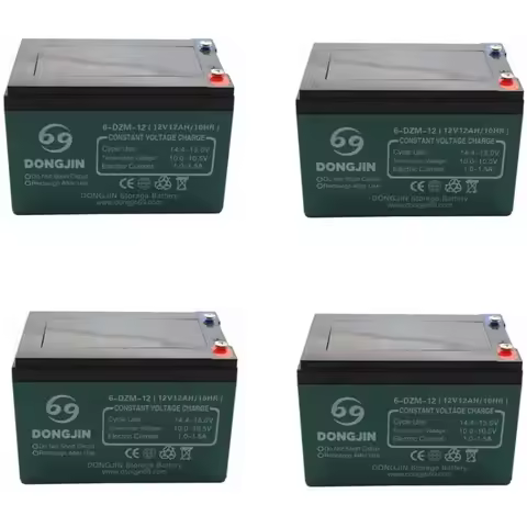 4 Pack 6DZF12 Battery 6DZM12 12V 12Ah Rechargeable Motorcycle Battery for 48V Electric Bike Mobility