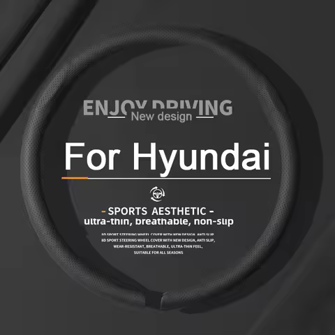 8D Car Steering Wheel Cover Breathable Leather Non-slip Booster Cover For Hyundai IX25 IX35 I30 Port