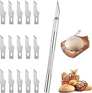 MBAIYO Baker's Knife with 15 Knives, Bread Knife, Baguette Knife, Stainless Steel, Dough Knife with 