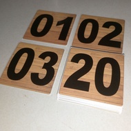 Number Sticker Package 01 to 20, Size 5x5 cm, Wood Color, Glossy Vinyl Material, Waterproof, Door Nu