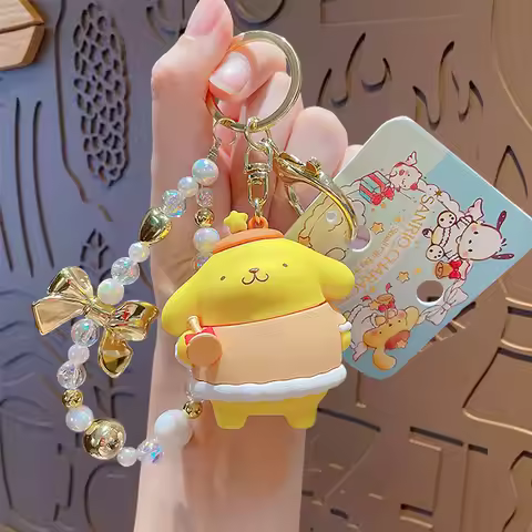 New Sanrio Keychain My Melody Hellokitty Pompompurin Kawaii Girl Japanese Cartoon Backpack Small Pen