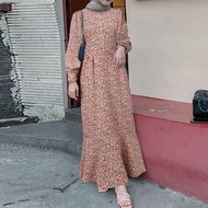 Women Floral Printed Muslim Dress Bohemian Sundress Elegant Abaya ZANZEA Fashion O Neck Long Sleeve