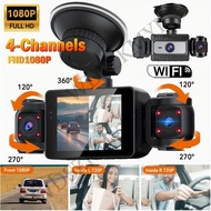 360° Car DashCam WIFI 3/4 Channels Video Recorder 1080P Car DVR 3Lens Front left right Rear View cam
