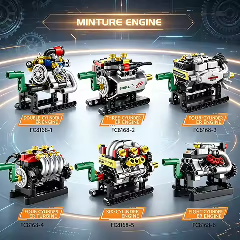 Moc Creative V8 Mini Engine 2/3/4/6/8 Cylinder Turbo Building Blocks Bricks Model Set Educational As