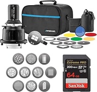 Westcott Optical Spot by Lindsay Adler for BOWENS Mount with 150mm EF Mount Lens, GOBO designs (8 Pk), Color Gels, Travel Case + Environmental GOBO designs (10 Pk)+SanDisk 64GB Extreme PRO Memory Card