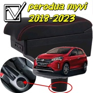 PERODUA MYVI 2018-2024 ARMREST ABS PU Leather Tempat Merehat Lengan Adjustable USB Charging Port CAR
