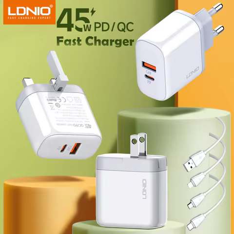 45W Fast Charging LDNIO USB C Charger 2 Ports Type C Wall Charger PD QC4.0 Power Adapter Quick Charg
