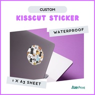 [Premium Custom Print] Waterproof Kisscut Sticker Label Printing Sticker 3cm to 10cm | 1 design | A3