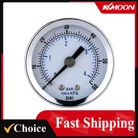 0-60 PSI 1/8" BSPT Air Compressor Hydraulic Pressure Gauge 0-60 PSI Back Mount 40mm Dial Plate