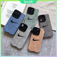High-End Suede Blue Small √ Apple All-Inclusive Soft Phone Case Suitable for iPhone15promax/iPhone15