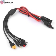 GLOWLYN  Wire, 4 in 1 1m Length  Panel Extension Cable, Connector 30A MC4 to DC5521 7909 XT60 Female