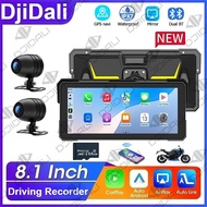 8.1 Inch Motorcycle DVR Dual Len 1080P Wireless WIFI Carplay Dash Camera Waterproof IP67 & vibration