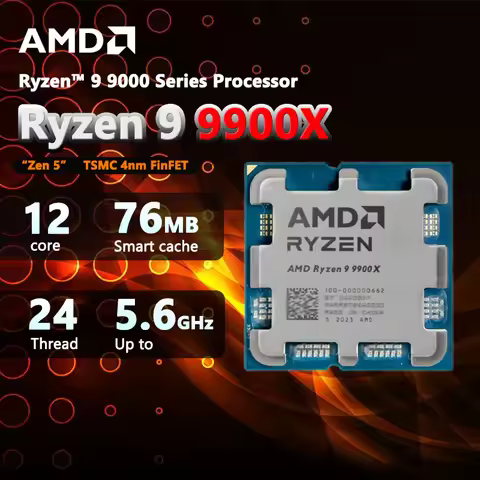 R9 9900X AMD Ryzen 9 9900X New Processor 5.6GHz 12-Core 24-Thread 76MB Game Cache 4NM TDP 120W Socke
