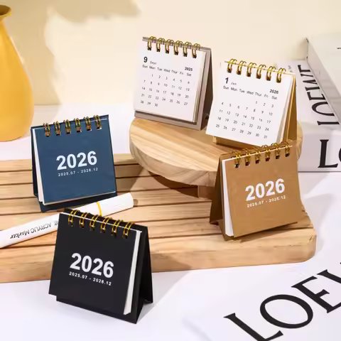 2026English Desk Calendar 2025.7-2026.12 Vintage Mini Small Calendar Desktop Decoration Student Port