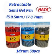 HATA Retractable Semi Gel Pen 0.5mm i5 / 0.7mm i7 50pcs