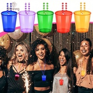 SHANRONG 5Pcs Bachelorette Party Shot Glasses, Hanging Colorful Shot Glass on Beaded Necklace, Light
