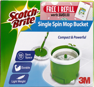 3M Scotch Brite Compact and Powerful Single Spin Mop Bucket Value Pack (Free 1 Refill)