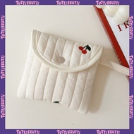 Clean White Fabric Pouch for Women | Kawaii Pouch Sanitary Pad Pouch  Fabric Pad Holder Cherry Pouch