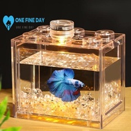 Building Blocks Betta Fish Tank Transparent Creative Tank Small Fish I4r0