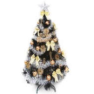[特價]摩達客 台灣製4尺特級黑色松針葉聖誕樹 (金銀色系配件)(不含燈)
