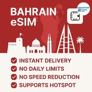 Bahrain eSIM High Speed Data Supports Hotspot 30 Days 3-20GB Email Delivery