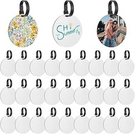 FINGERINSPIRE 30 PCS Round Sublimation Luggage Tag White PVC Blank Luggage Tags 3.94inch in Diameter