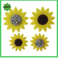 UHXF 4 PCS 2Size Bling Sunflower Car Vent Clip Sunflower Shape 1.8inch,1.1inch Car Diffuser Decoration Accessories Gift Yellow 2PCS Refill Pads for Women