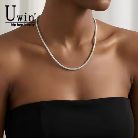 Uwin Minimalist Shiny Popcorn Chain 3.4mm Thin Foxtail Link Chain Women Street Wear Jewelry Combo Ne