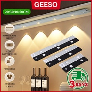 GEESO Motion Sensor Light 3 Color For Kitchen Cabinet Dimmable Cat Eye Light Strip USB Rechargeable 