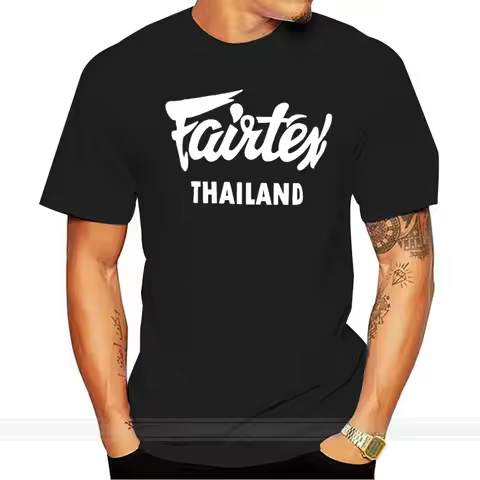 Fairtex Thailand T-Shirt Black Casual Muay Thai Kickboxing Round Neck Loose Graphic Tee Size S-3xl
