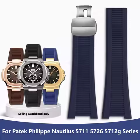 Premium-Grade Silicone Rubber Watchband For Patek Philippe Nautilus Series 5711 5712 5980 Waterproof